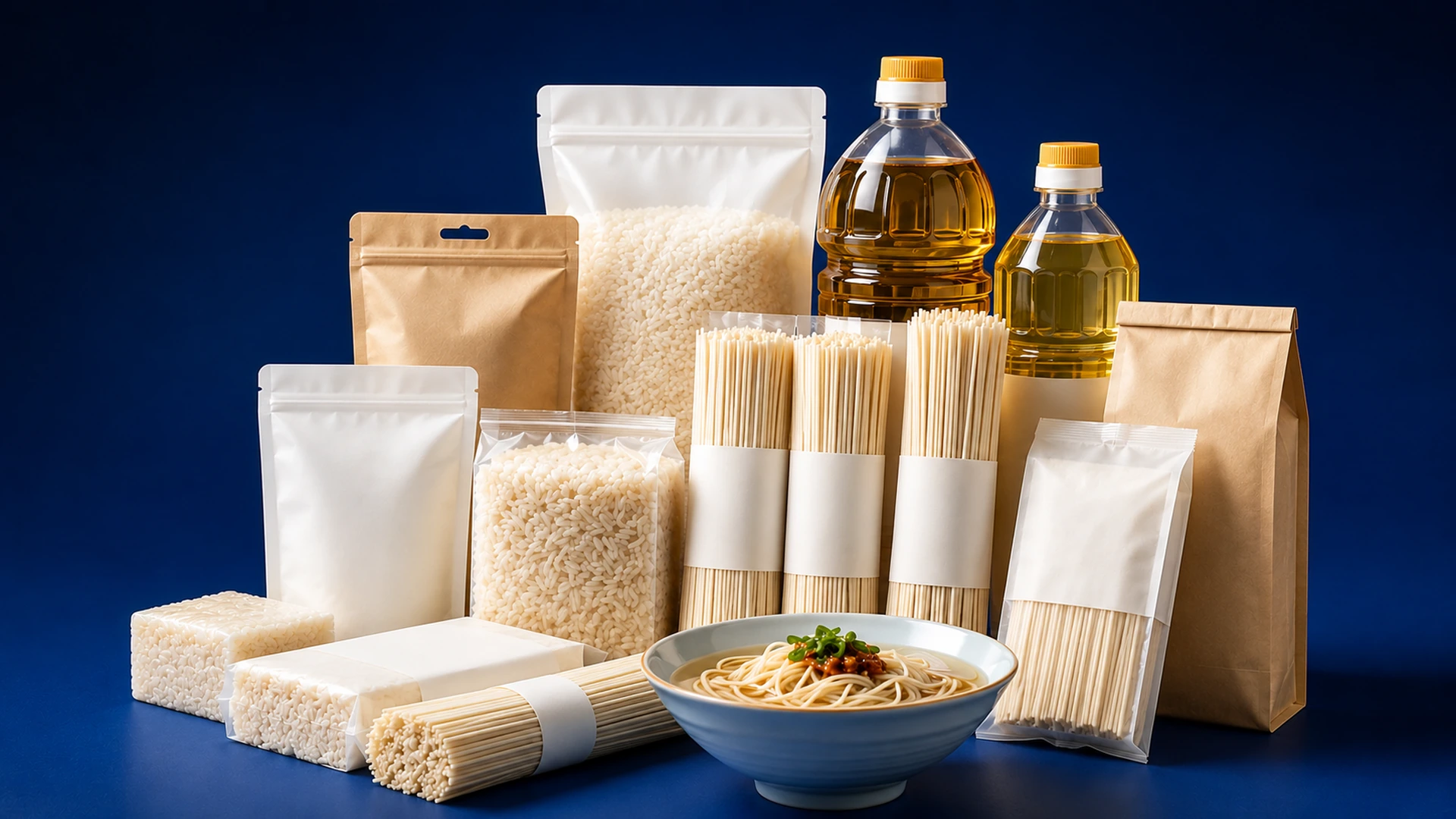 Rice, noodles, oil and grains